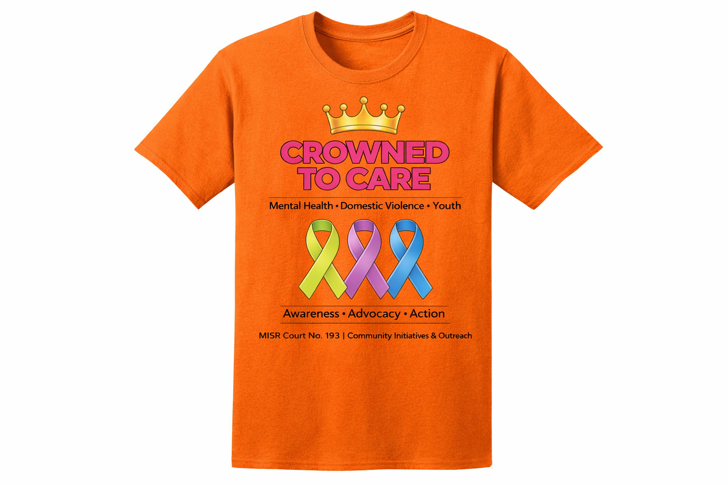 Crowned To Care Community Initiatives and Outreach T-Shirt (Orange)